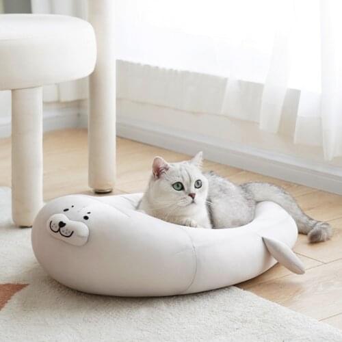 Cat Self Cooling Bed Pet Bed - Sea Dog Shape Kitten Puppy Pets Nest, Home Small Cat Dog Beds for Indoor