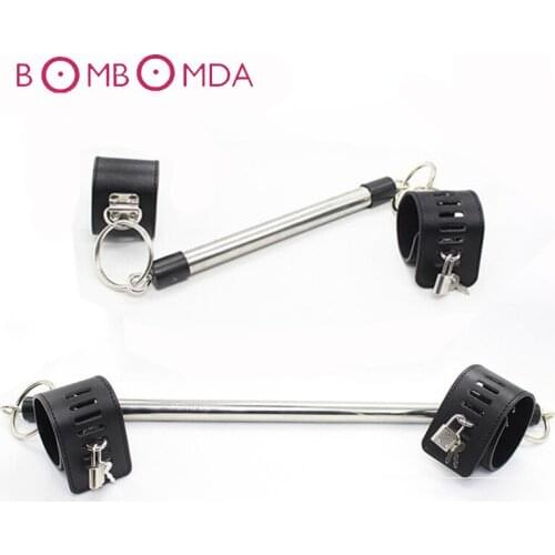 Sex Toys Metal Adjustable Spreader Bar Slave BDSM Bondage Set Unisex Sex Slave Handcuffs Ankle Cuffs Fetish Restraints Shackles