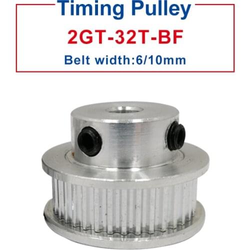 GT2 pulley 32 Teeth Inner Bore 4/5/6/6.35/7/8/10 mm pulley wheel Match with GT2 timing belt width 6/10 mm For 3D Printer parts