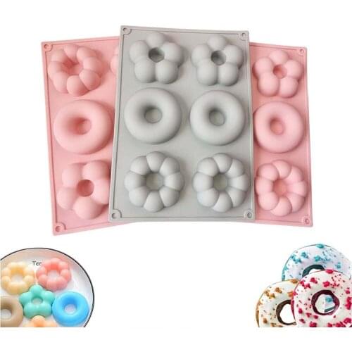Cake Mold Silicone Cake Tools Fondant Molds Donut Resin Baking Pan 6 Cavity Non-Stick Flower Moulds Tray Cake Decorating Tools