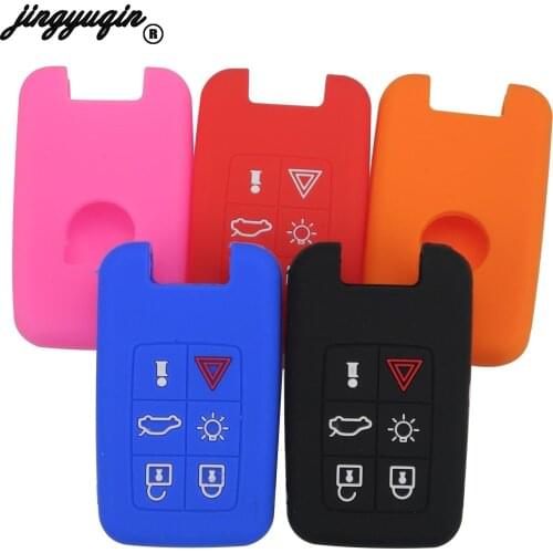 Jingyuqin 6 Button Silicone Car Key Case Smart Remote Keyless Fob Protect Cover For Volvo V40 S80 XC60 S60L V60 XC90 V70 S40