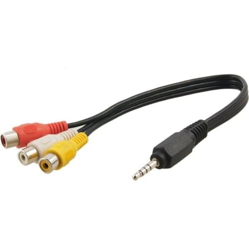 SODIAL(R) Black 3.5mm Plug Male to 3 RCA Female Adapter Audio Video Cable