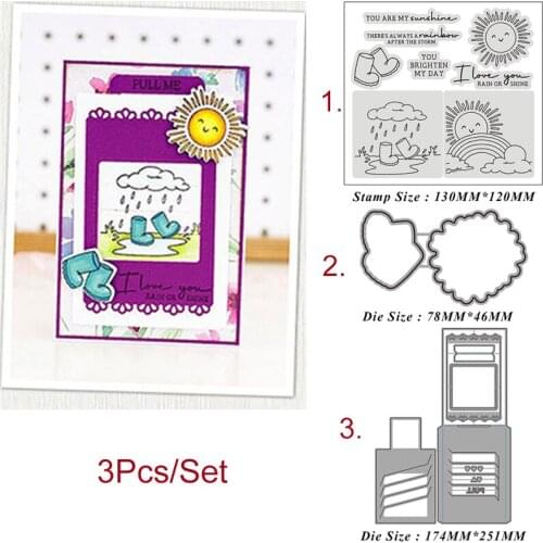 Sunny and Rainy Agency Card Metal Cutting Dies and Stamps DIY Scrapbook Photo Album Decorative Embossing Paper Cards