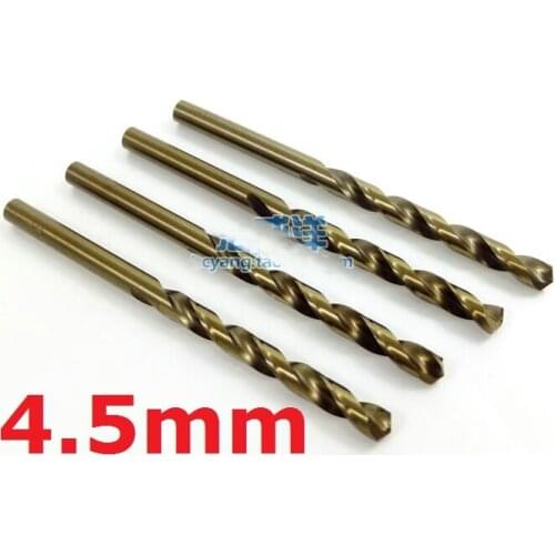 10 Pieces 4.5mm Diameter Straight Shank Cobalt Steel Alloys Twist Drill Bit