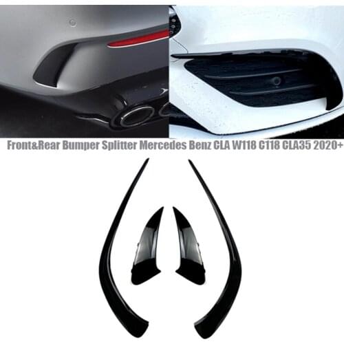 4Pcs Car Front&Rear Bumper Splitter Spoilers Canard Trim for Mercedes-Benz CLA C118 CLA200 260 2020