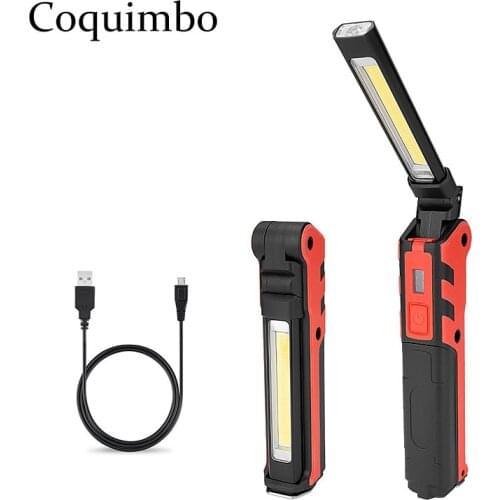 USB Rechargeable Flashlight 18650 Battery Built In Portable Foldable COB LED Work Light Magnetic Flashlight Torch For Camping
