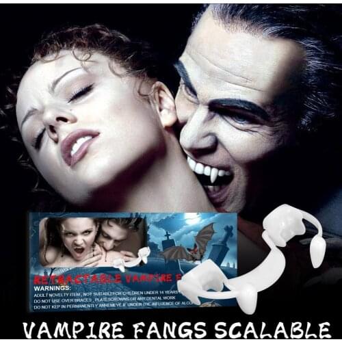 DIY Retractable Fangs Halloween Decoration Props Horror False Teeth Fangs Dentures Cosplay Photo Props Favors Party Supply