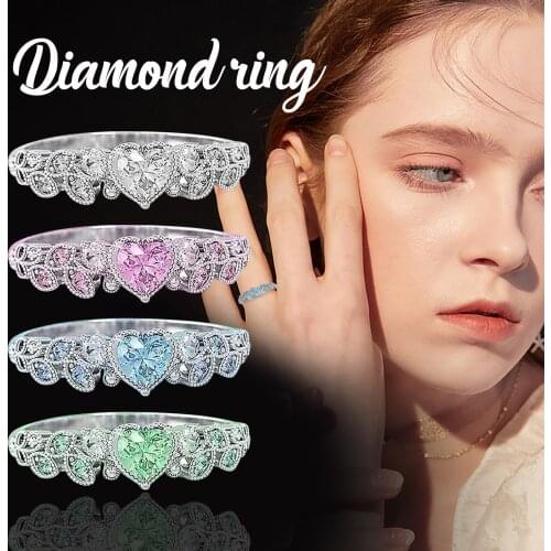 Womens Rings Fashion Wedding Love Diamonds WomenS Peach Heart Rings Different Models Elegant Simple Jewelry кольца парные 04