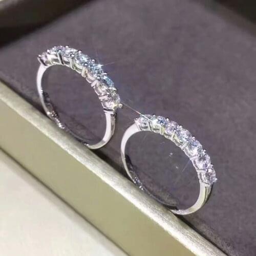 Eternity Statement ring AAAAA cz stone 100% 925 Sterling silver Simple Engagement Wedding Band Rings for women Party Jewelry
