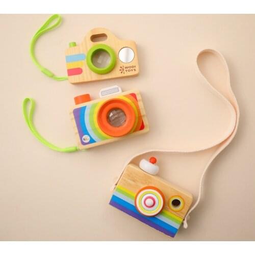 1PCS New Wooden Rainbow Baby Toy Camera Pendant Montessori Toys For Children Color Wooden DIY Presents Newborn Photography Props
