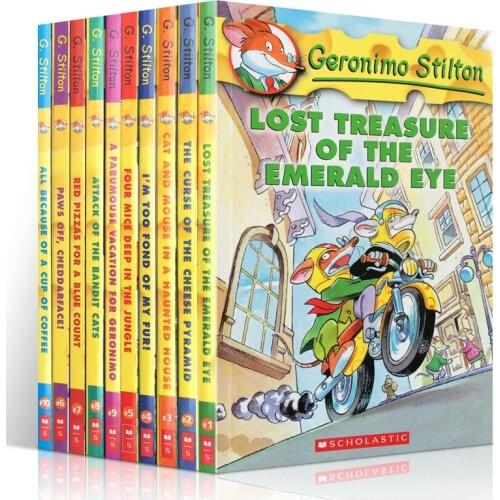 10 Books Geronimo Stilton 1-10 English Kids Child Color Picture Adventure Novel Manga Comic Story Chapter Book Age 5 and up