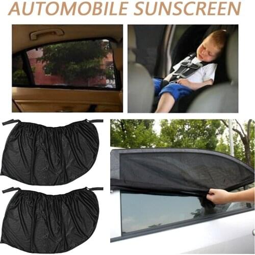 2Pcs Car Kids Sun Shade Shield Socks Rear Side Window Square UV Cover stretchable Mesh Car Sun Shade