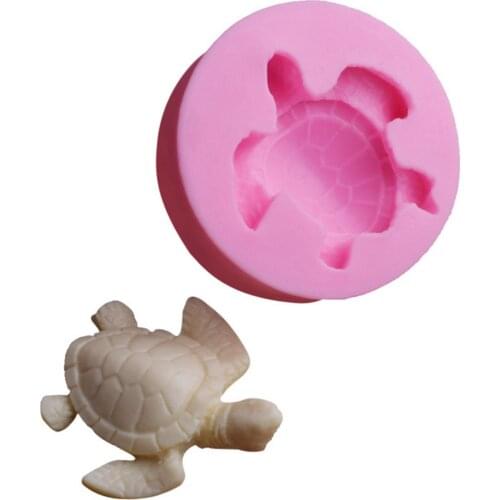 2pcs/lot 3D Turtle Silicone Mould for DIY Handmade Soap Candle Plaster Bread Mousse Jelly Chocolate Aroma Fondant Cake 4.6x1.3cm