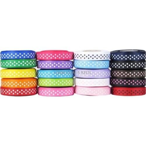300yards 10mm mixed colors Polka Dot Printed Swiss dot printed grosgrain ribbon & Fabric Tape Value Pack for hair bows
