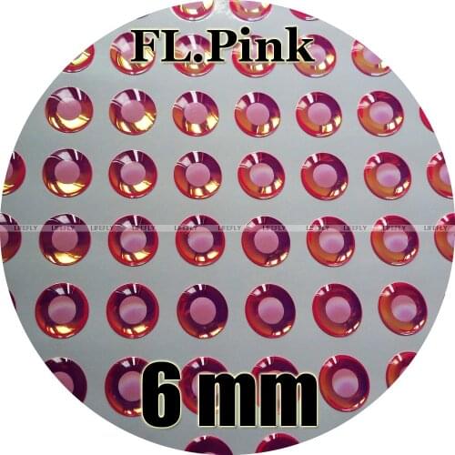 6mm 3D Fluorescent Neon Pink (White Pupil) / 450pcs Soft Molded 3D Holographic Fish Eyes