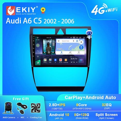 EKIY Android Car Radio For Audi A6 C5 1997-2004 S6 RS6 Navigation GPS 1280*720 IPS DSP Carplay Multimedia Player Auto Stereo DVD