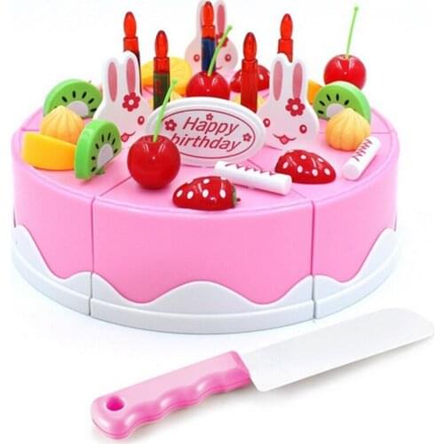 38 pcs Safe ABS Plastic Kitchen Toy Fruit Birthday Cake Cutting Kids Pretend Play Role Educational Girl DIY De Juguete Boy Gift