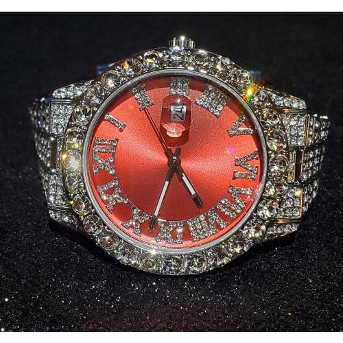 Hip Hop MISSFOX Top Brand Luxury Mens Watches Iced Out Waterproof Automatic Date Quartz Movement Original Mens Watch Wristwatch