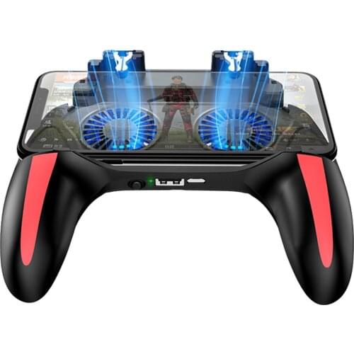 Double Cooler Radiating Gamepad for PUBG Mobile Controller For iphone Android L1R1 PUBG Joystick With Dual Cooler Cooling Fan
