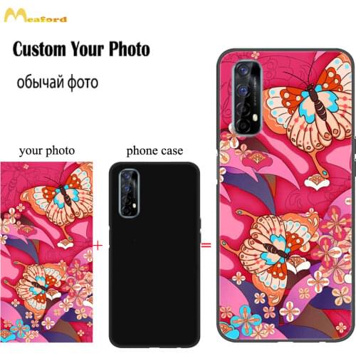 Customized DIY Phone Case For Realme 7 X50 3 Pro C3 X Lite Case For OPPO F17 Pro F11 F19 Reno 4 pro Reno4 4G 5G Black TPU Cover