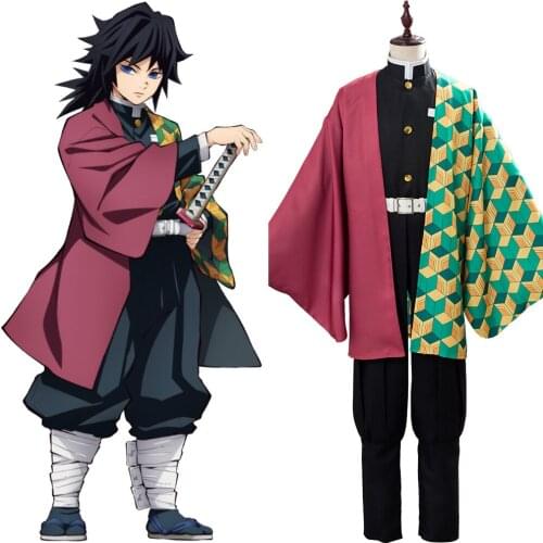 Demon Slayer: Kimetsu no YaibaTomioka Giyuu Cosplay Costume Cloak Outfit Full Set Halloween Carnival Costume