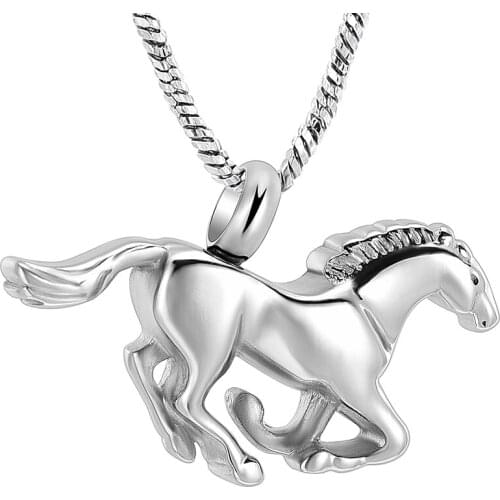 MJD8669 Stainless Steel High Polish Galloping Horses Pet Cremation Jewelry