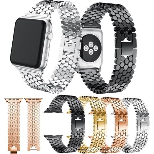 Fashion Scales linesfor Watch Link buckle Octagon Stainless Steel Strap bracelet bands For Apple watch38/42/40/44 Series 1/2/3/4
