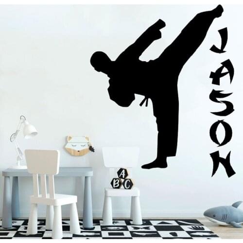 Customizable Name Karate Wall Sticker Taekwondo Karate Hall Boys Teen Activity Bedroom Home Decor Vinyl Decal Gifts for Kids