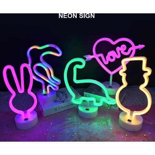 Neon Sign USB/AA Battery LED Decoration LOVE Musical Note Led Night Lights Rabbit Mushroom Dolphin Anchor Dinosaur Toucan