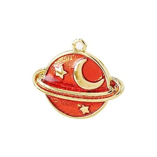 Factory Wholesale Gold Color Brass Dripping Oil Planet Charms Pendants Necklace and Bracelet Earring Diy Jewelry Accessories