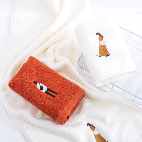 100% Cotton Face Towel Strong Absorbent Towel Hair Multifunctional Adults Baby Hand Towel for Bathroom White Orange Couple Gift