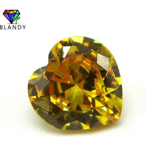 Size 3x3~12x12mm Heart Cut 5A Cubic Zirconia Stone Golden Color Synthetic Gems CZ stone For DIY Jewelry