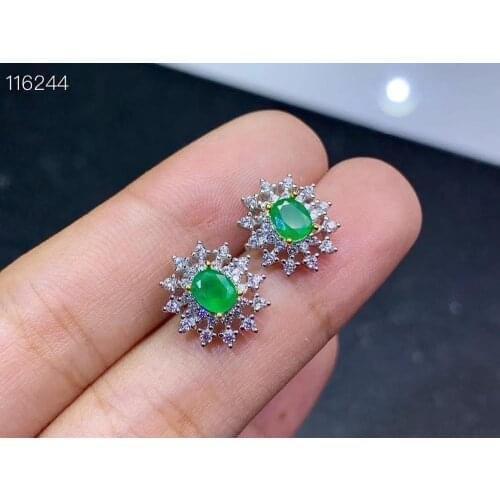 The Best Wedding Gift Emerald Earring Natural And Real 925 sterling silver Emerald Earring