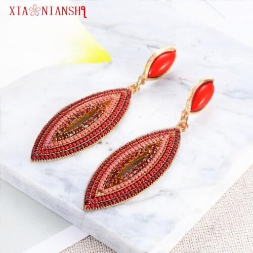 XIAONIANSHI New fashion originality big eyes&mouth&maple leaves shape resin beads earring women earrings drop jewelry best gift