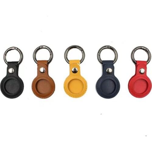 Protective Cover for Apple Airtags PU Leather Hangable Keychain Locator Tracker Anti-lost Device Case Accessories Portable Hook