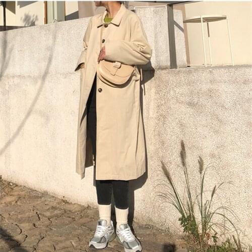Womens Windbreaker Spring Autumn Womens Coat Casual Loose Womens Long Trench Coat Solid Coat Women Trench Coat For Women 2021