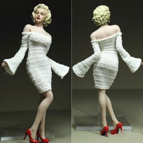 1/6 Scale Female One Shoulder Sexy Short Dress Women Long Sleeve Short Skirt Clothes For 12" Action Figure Female Body