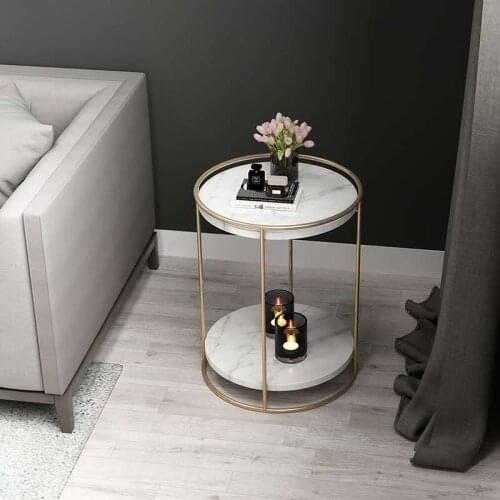 Coffee table living room furniture modern Mini side table minimalist sofa side cabinet light luxury marble round corner table
