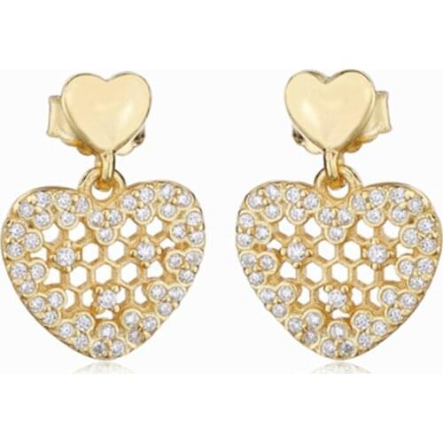 2018 Spring Honeycomb Lace hearts Stud Earrings for women 925 sterling silver earring silver brinco fine jewelry