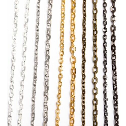 5m/lot 2x3mm 3x4mm Silver/Gold/Antique Bronze Plated Necklace Chains Brass Bulk Chians for DIY Jewelry Findings