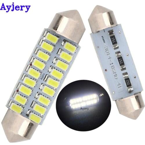 AYJERY 100Pcs 12V C5W LED 31mm/36mm/39mm/41mm White 3014 18 SMD Festoon Dome Light Interior Light License Plate Car Light Bulb