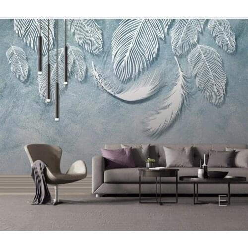 XUE SU Custom large wallpaper mural modern fashion color white feather texture art bedroom living room TV background wall