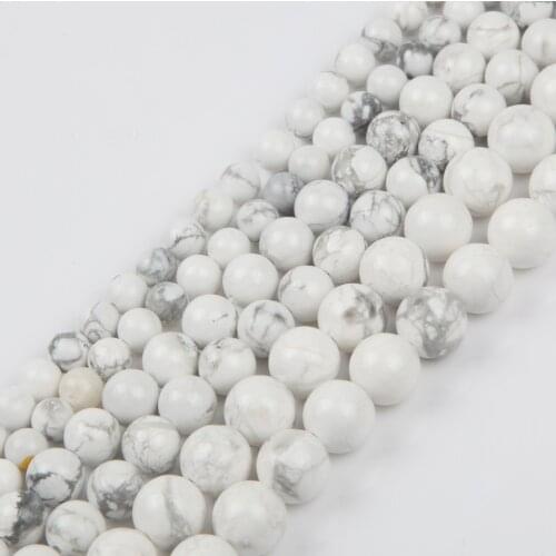 4/6/8/10mm Natural White Turquoise Stone Beads Round Beads for Jewelry Making Necklace DIY Handmade Bracelet Wholesale 15