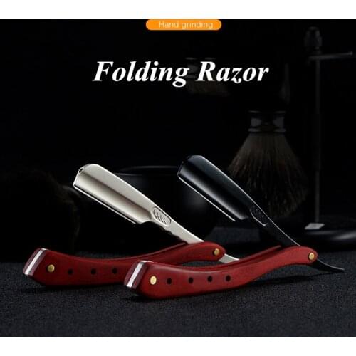 Color Wood Handle Zinc Alloy Feather Folding Razor Shaver Holder Manual Beard Haircut Razor for Men G0718
