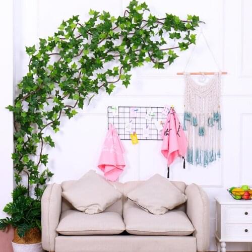 210cm Long Artificial Plants Ivy Green Leaves Vine Creeper Rattan DIY Hanging Garland Tree Branch Wedding Home Party Decora