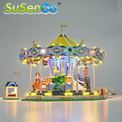 SuSenGo LED Light Kit Only For 10257 Creator Expert The New Carousel Compatible With 15036 1219 , NO Blocks Model