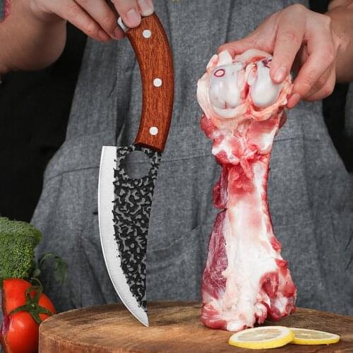 Handmade Forged Butcher Cleaver Knife Cooking Fishing Meat Cutter Camping Hunting Tools