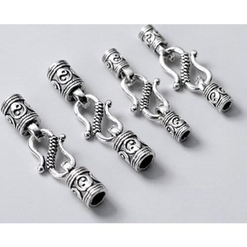 925 Sterling Silver Round Leaher Cords Clasp Connector 26mm 30mm Necklace/Bracelets Silver S Buckle Hooks DIY Jewelry Findings