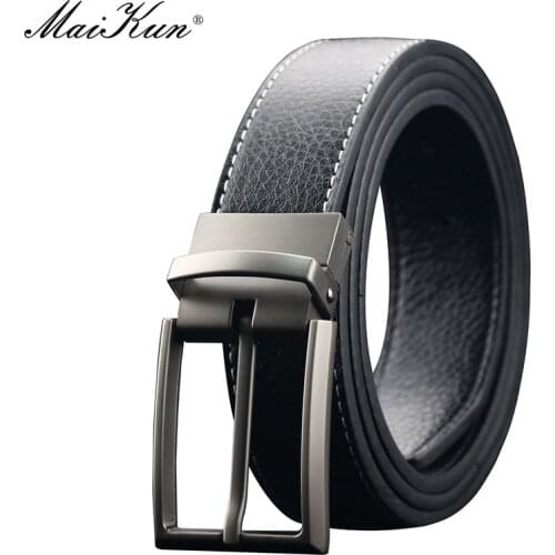 Maikun Belts for Men Luxury Reversible Pin Buckle Male Belt Fashion Men Genuine Leather Belts For Jeans