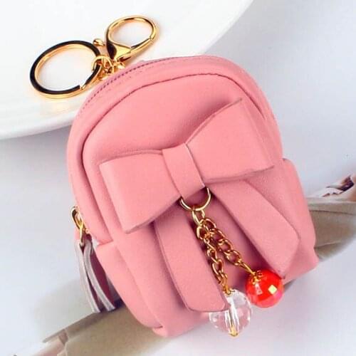 Mini Purse Bags New Women Wallets Lady Zipper Coin Purse Pocket Girls Gifts Money Cards Keys Bag Woman Gold Keychain Bow Wallet